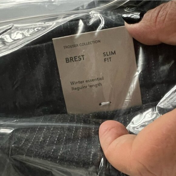 Mango - Men's Pinstripe cotton slim-fit trousers -Dark Heather Grey. Size: 36 US - Picture 7 of 16